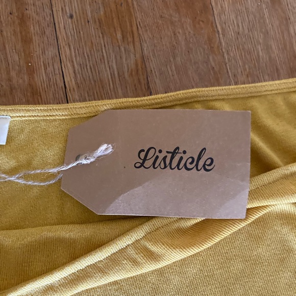 Listicle Women’s Off Shoulder Cold Shoulder Sweater Top Large Golden Yellow NWT - Picture 5 of 9